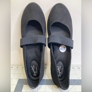 Seychelles Black Memory Foam Mary Jane Agnas Flats Elastic Strap Size 9.5W